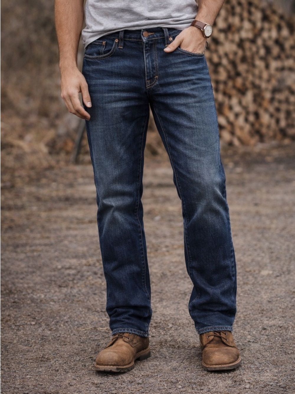American Eagle Original Straight Jeans Men’s 34x34 Dark Wash Button Fly Denim